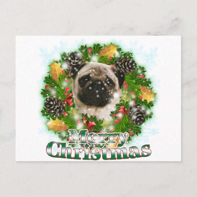 God jul Pug Helg Vykort (Framsida)