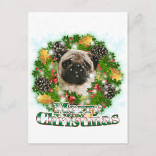 God jul Pug Helg Vykort