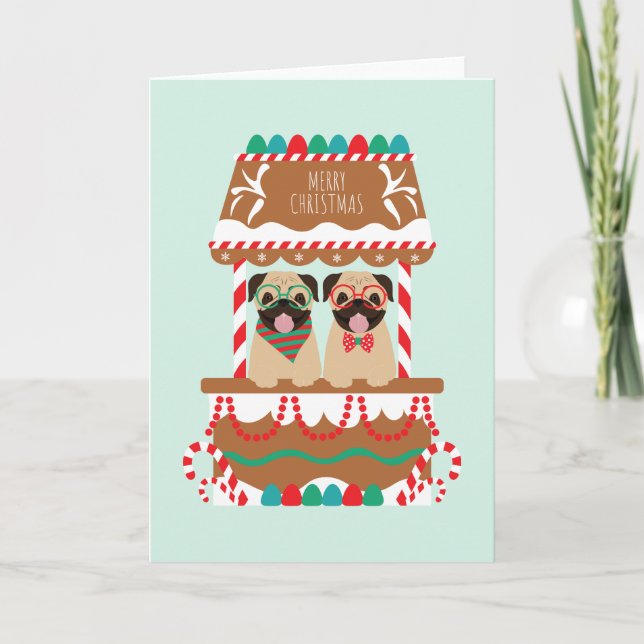 God jul Pug Helgdag stand Hundar Helgkort (Framsida)