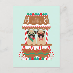 God jul Pug Helgdag stand Hundar Vykort