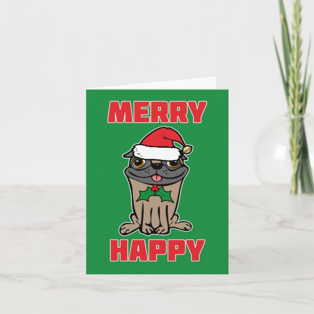 God Jul Pug Helgkort (Framsida)