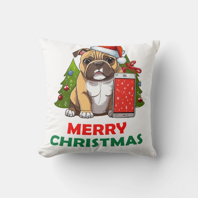 God jul Pug Hund Kudde (Framsida)