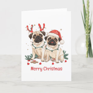 God jul Pug Hundar Helgkort
