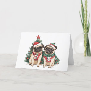 God jul Pug Hundar Helgkort