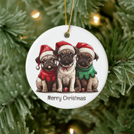 God jul Pug Hundar Julgransprydnad Keramik