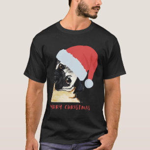 God jul Pug med Santa Hat Classic T-Shirt