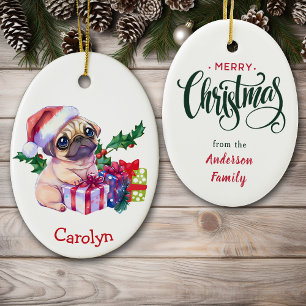 God jul Pug Puppy-jul Julgransprydnad Keramik