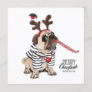 God Jul Pug Ren Inbjudningar