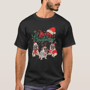 God jul Pug Ugly Julafton Ljus Santa Hund Lov T Shirt