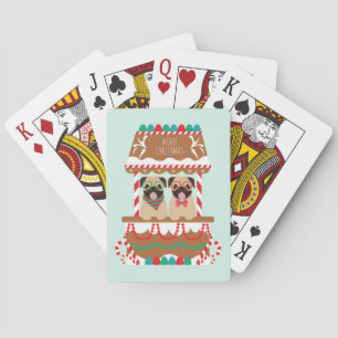 God jul Pugs Helgdag stand Hundar Casinokort