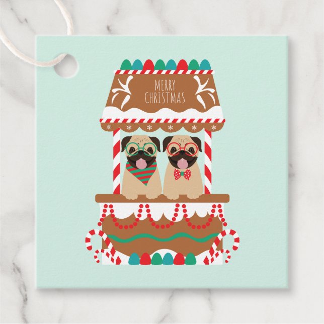 God jul Pugs Helgdag stand Hundar Gåvor Etiketter (Framsida)
