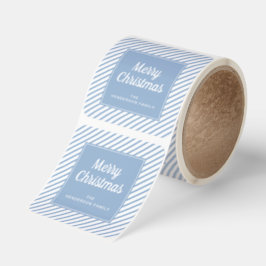 God jul Pulver Blue White Rand Fyrkantigt Klistermärke