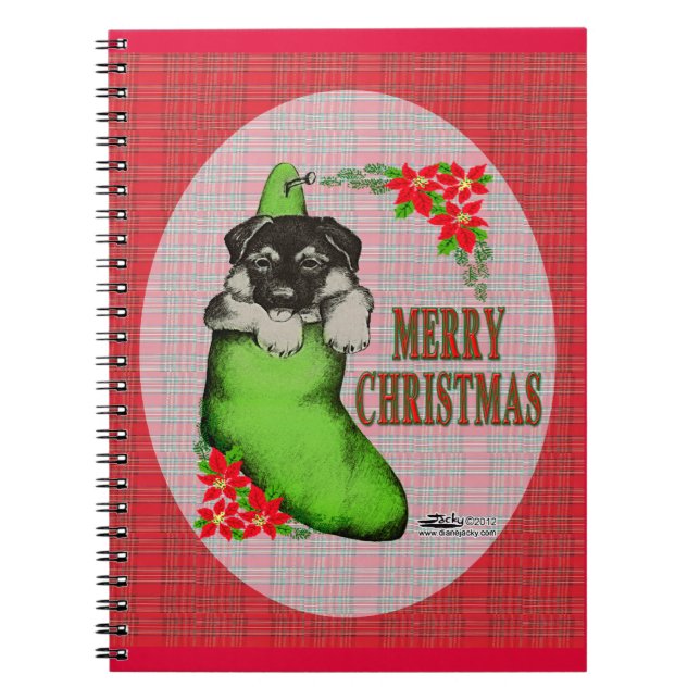 God jul Puppy Anteckningsbok Med Spiral (Framsidan)