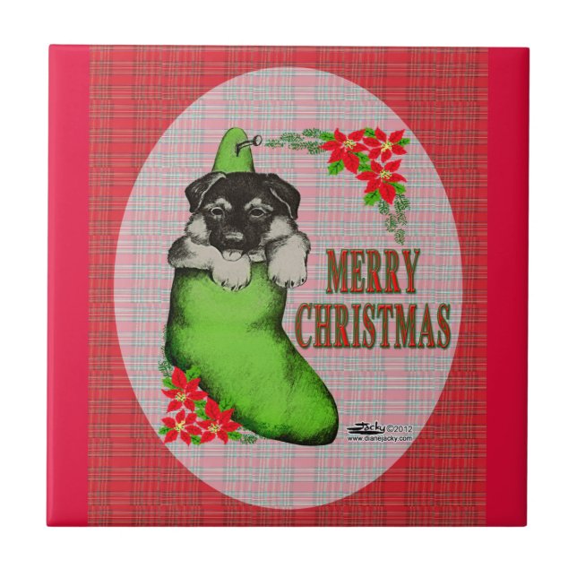 God jul Puppy Kakelplatta (Framsidan)