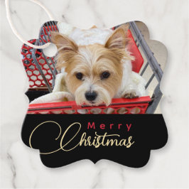 God jul Puppy Photo Shopping Cart Favor Ta Gåvor Etiketter