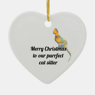 God jul Purrfect Cat Sitter Helgdag Julgransprydnad Keramik