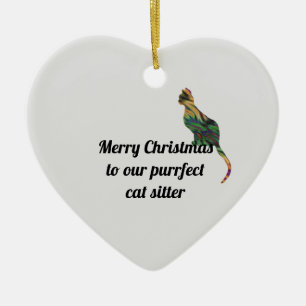 God jul Purrfect Cat Sitter Helgdag Julgransprydnad Keramik