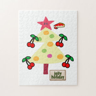 God jul Puzzle Jolly Holiday Trees Cherry Pussel