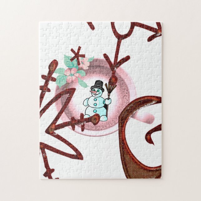 God jul Puzzle jul Snögubbe Pussel (Vertikal)