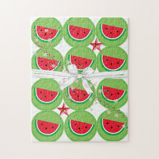God jul Puzzle Watermelon White Bow Pussel (Vertikal)