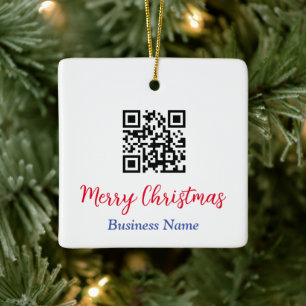 God jul, QR-kod, Business Namn Julgransprydnad Keramik