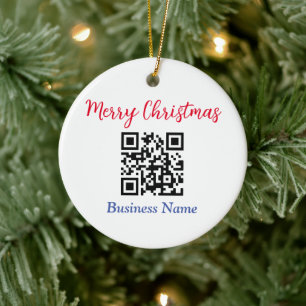 God jul, QR-kod, Business Namn, Vs 2 Julgransprydnad Keramik