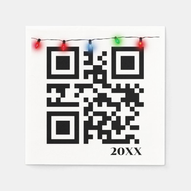 God jul QR-kod med sträng Ljus Pappersservett (Framsidan)