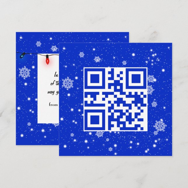 God jul QR-kod på Snöflingor Julkort (Fram/baksida)