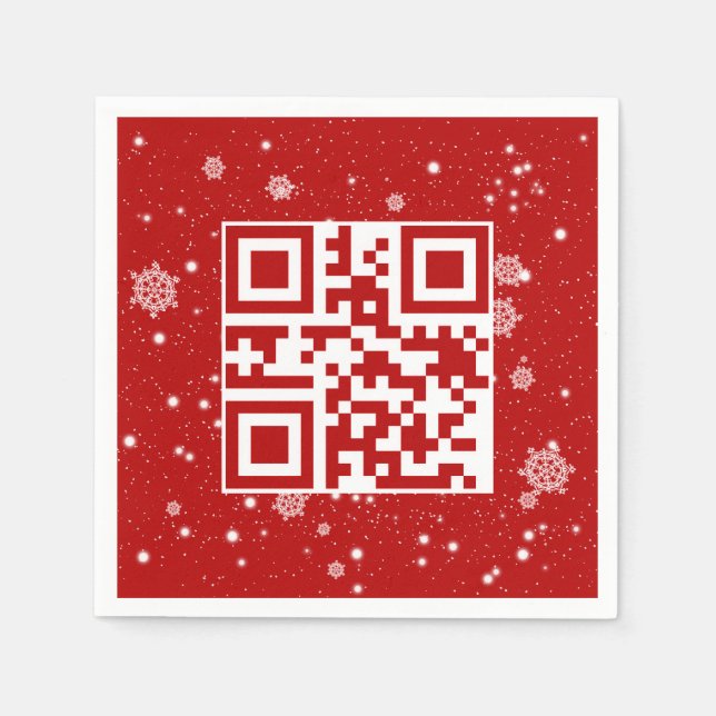 God jul QR-kod på Snöflingor Pappersservett (Framsidan)