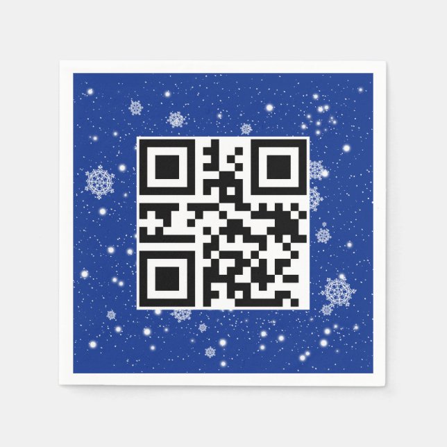 God jul QR-kod på Snöflingor Pappersservett (Framsidan)