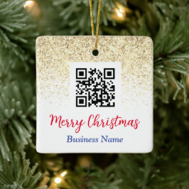 God jul QR-koden Namn Guld Glitter Julgransprydnad Keramik