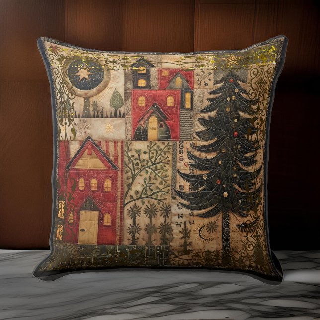 God jul, Quilt Homes och Träd Kudde (Skapare uppladdad)