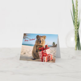 God jul Quokka om Beach med Presenter Kort