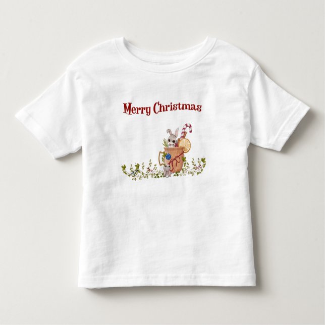God jul Rabbit Teasing Bunny Helgdag Scene T Shirt (Framsida)