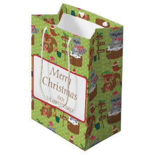 God Jul Raccoon och Squirrel & Snöflingor