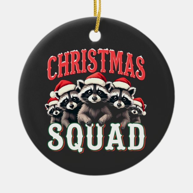 God jul Raccoon Santa Hat Älskare Julgransprydnad Keramik (Framsidan)