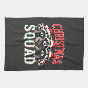 God jul Raccoon Santa Hat Älskare Kökshandduk
