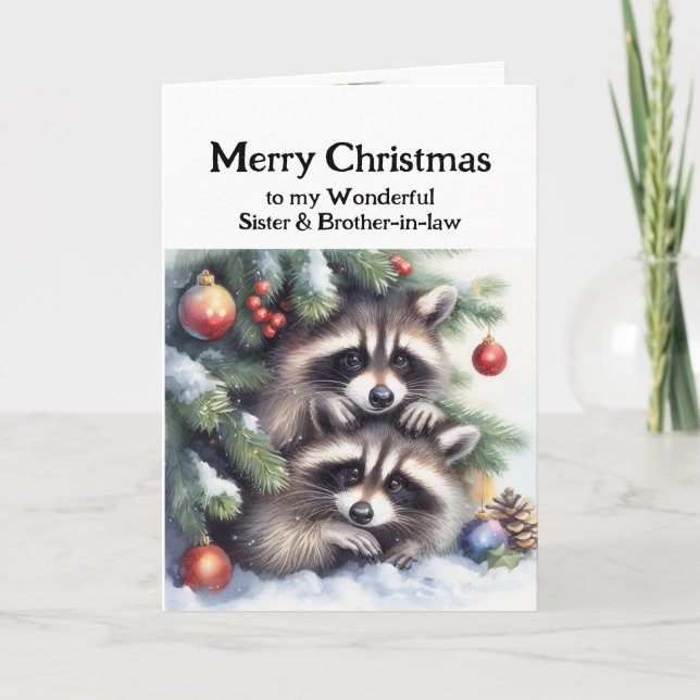 God jul Raccoons Sister & Brother-in law Kort (Framsida)
