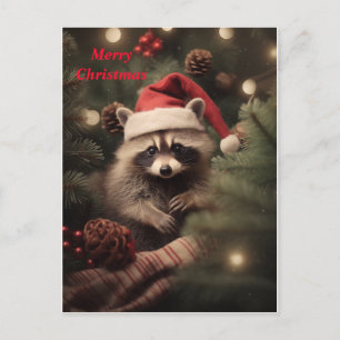 God jul Racoon Helg Vykort