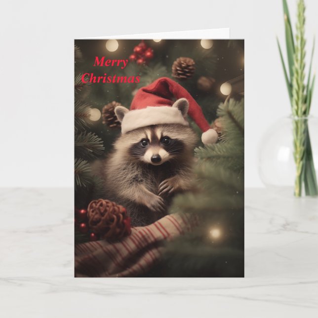 God jul Racoon Helgkort (Framsida)