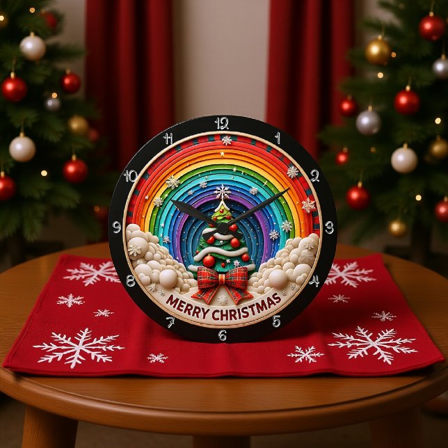 God jul Rainbow Art Stor Klocka (Skapare uppladdad)