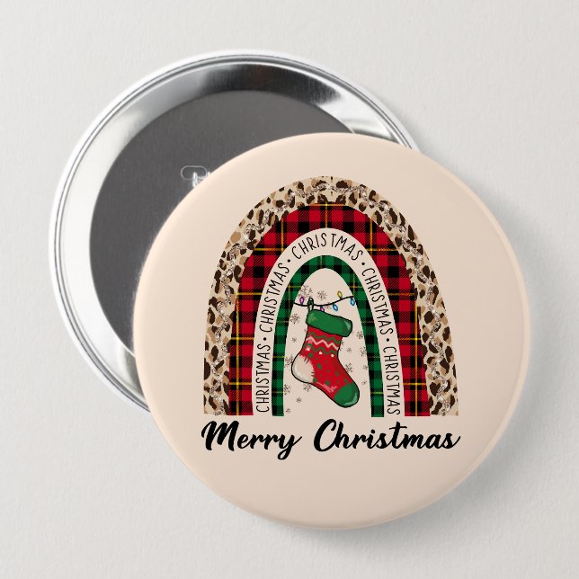 God jul Rainbow Knapp (Framsida & baksida)