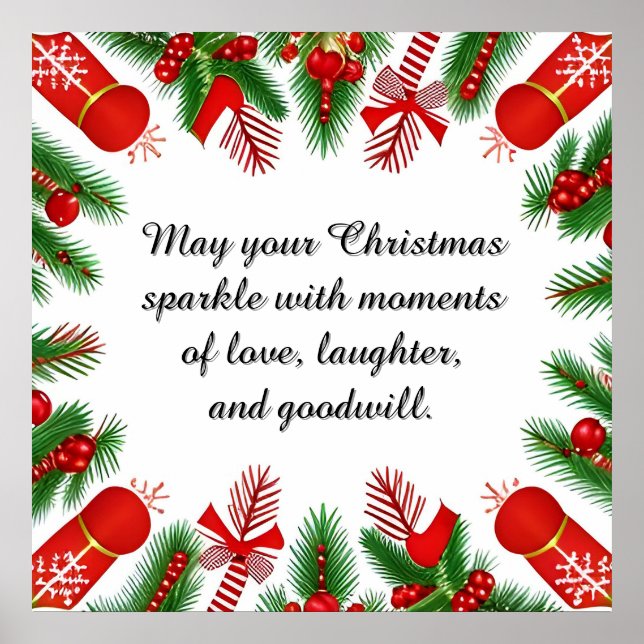 God jul Ram med Gräs Grenar Poster (Framsidan)