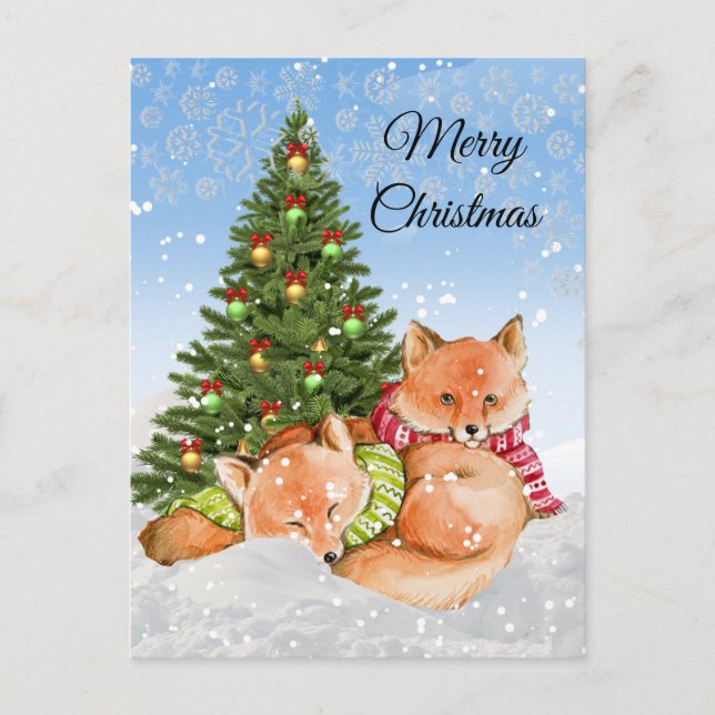 God Jul Rävar / Vilda Julhälsningar Vykort (Framsida)