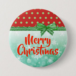 God jul Red and Grönt Helgdag Button Knapp