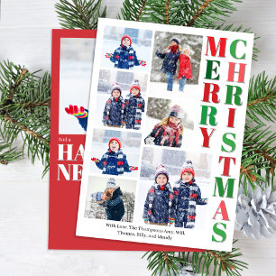 God jul Red and Grönt Photo Collage Julkort