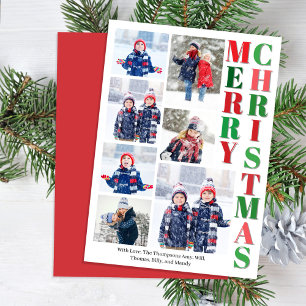 God jul Red and Grönt Photo Collage Julkort