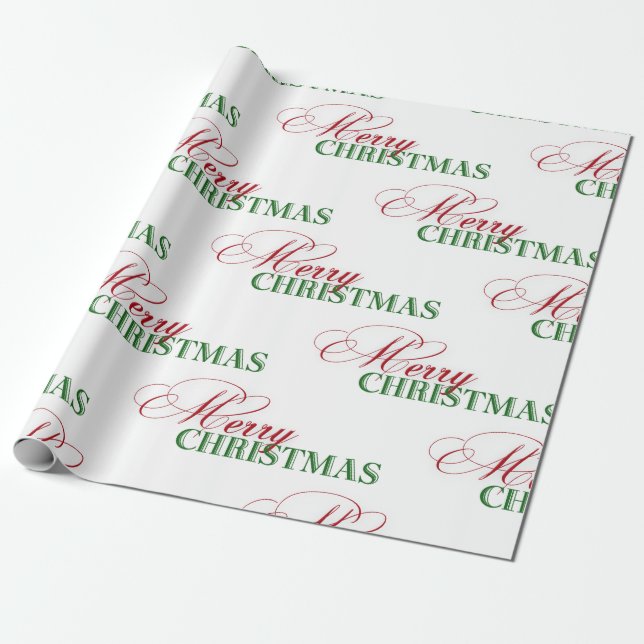 God jul Red and Grönt Typography Presentpapper (Utrullad)