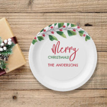 God jul Red and Grönt Watercolor Gren