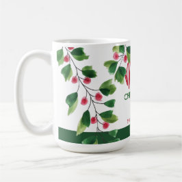 God jul Red and Grönt Watercolor Watercolor Wand Kaffemugg